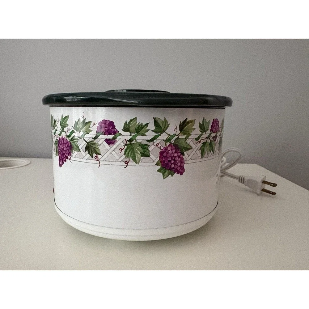Rival Crock-Ette 1 Quart Stoneware Slow Cooker 3205 Purple Grapes Vintage Tested